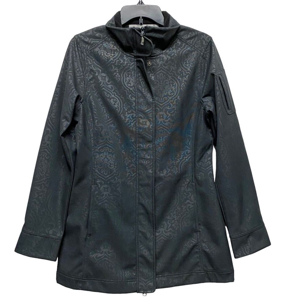 ATHLETA Women’s Small Tear Away B4 You Play Coat Jacket Gray Damask Print